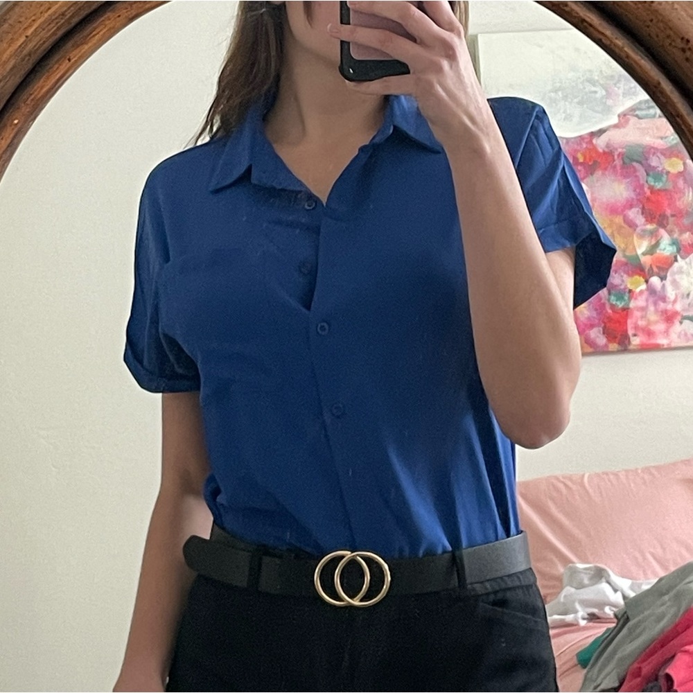 Classy Royal blue short sleeved button down